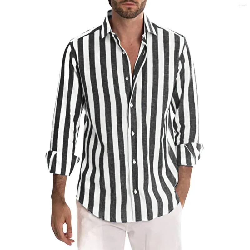 Men's striped button cheap down dress shirts