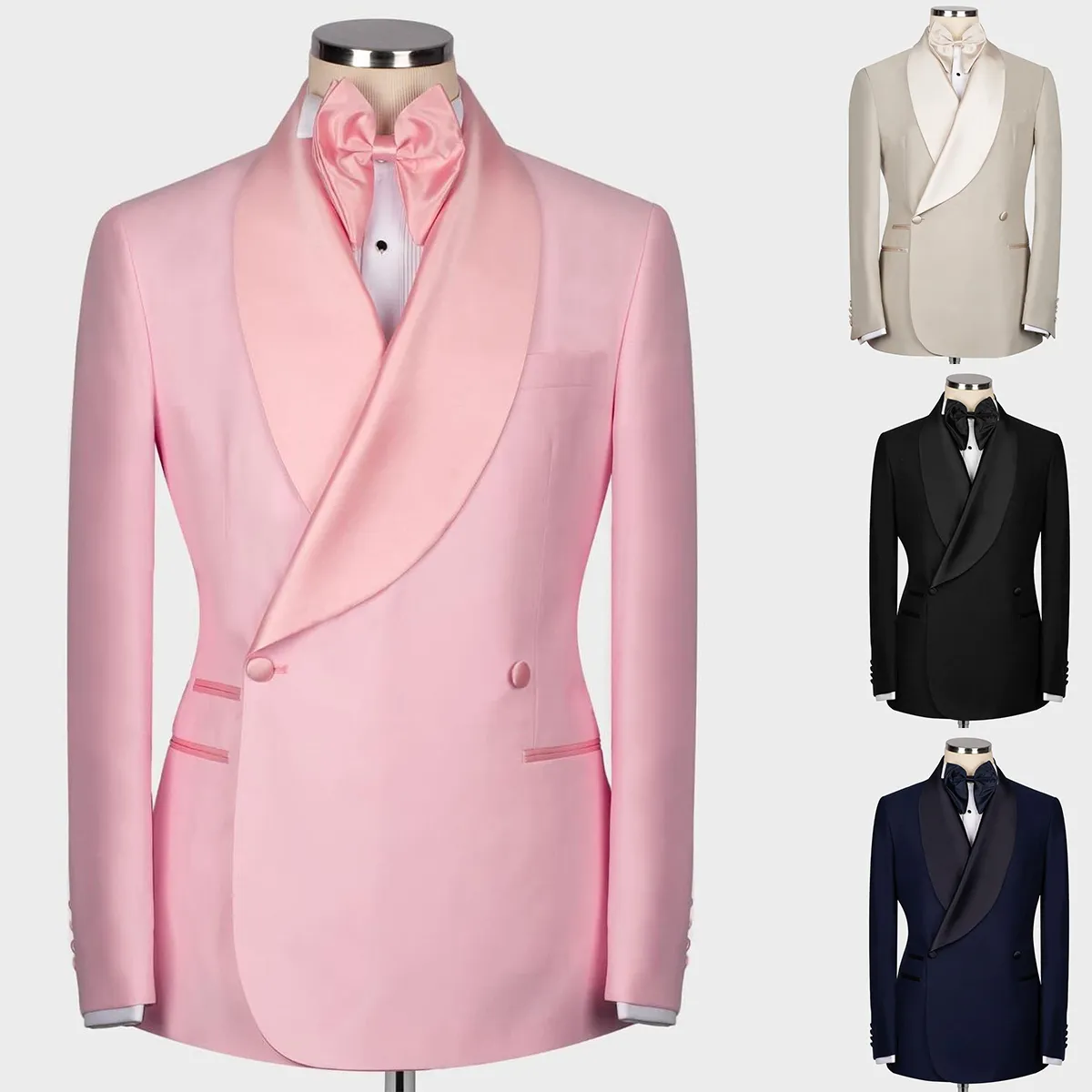 Men Wedding Tuxedos Business 2 Pieces Set Elegant Luxury Full Jacket Pants Design Shawl Lapel Slim Fit Coat Trousers