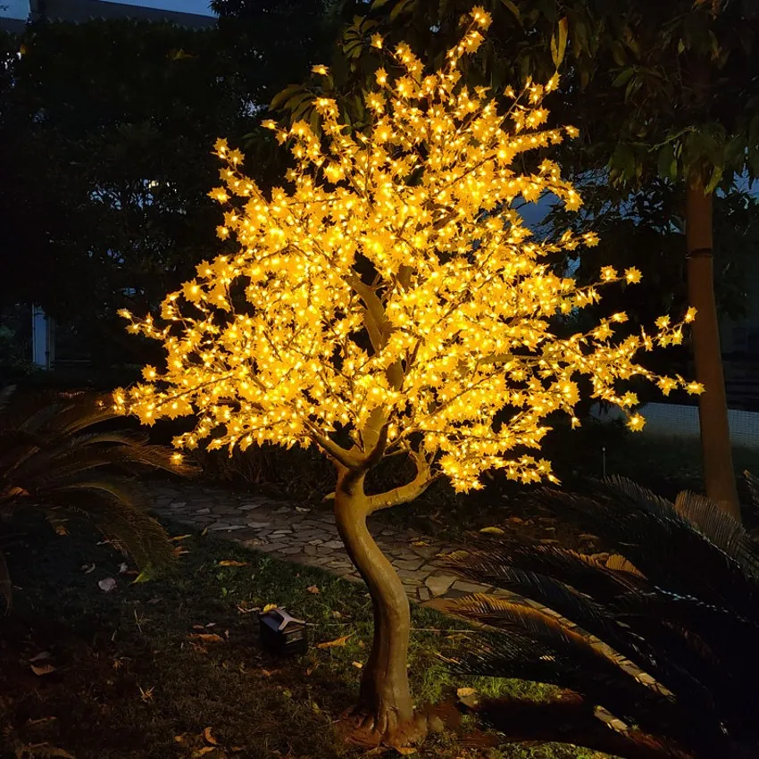 3M Wysokość LED sztuczna klonowa liść drzewa światło choinki 2544pcs żarówki LED 110/220VAC Rainproof Fairy Garden Deco