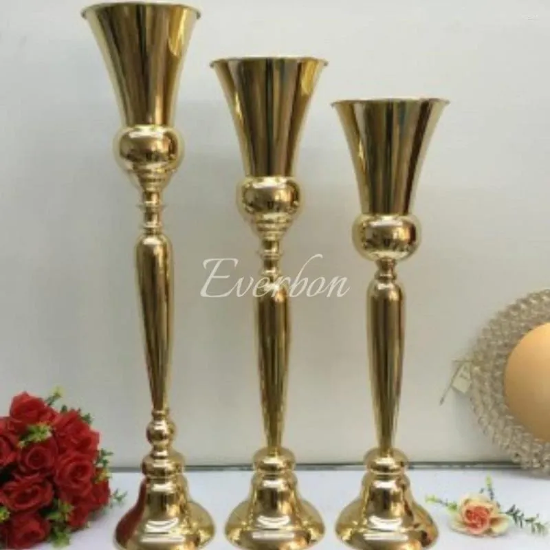 Party Decoration 98cm Tall Vases for Artificial Flowers Wedding Flower Vase Metal Gold Silver Stand Bord Centerpiece Decor