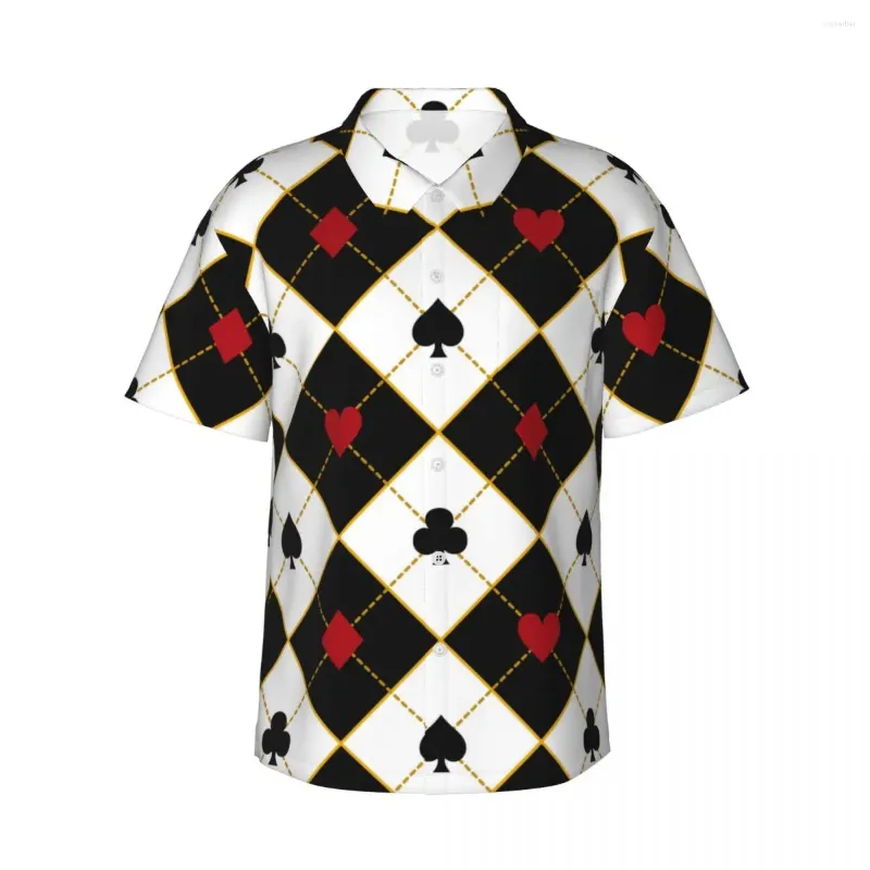 Men's Casual Shirts Shirt Card Suits Royal Poker Short Sleeve Summer Men Turn-down Collar Button Clothing