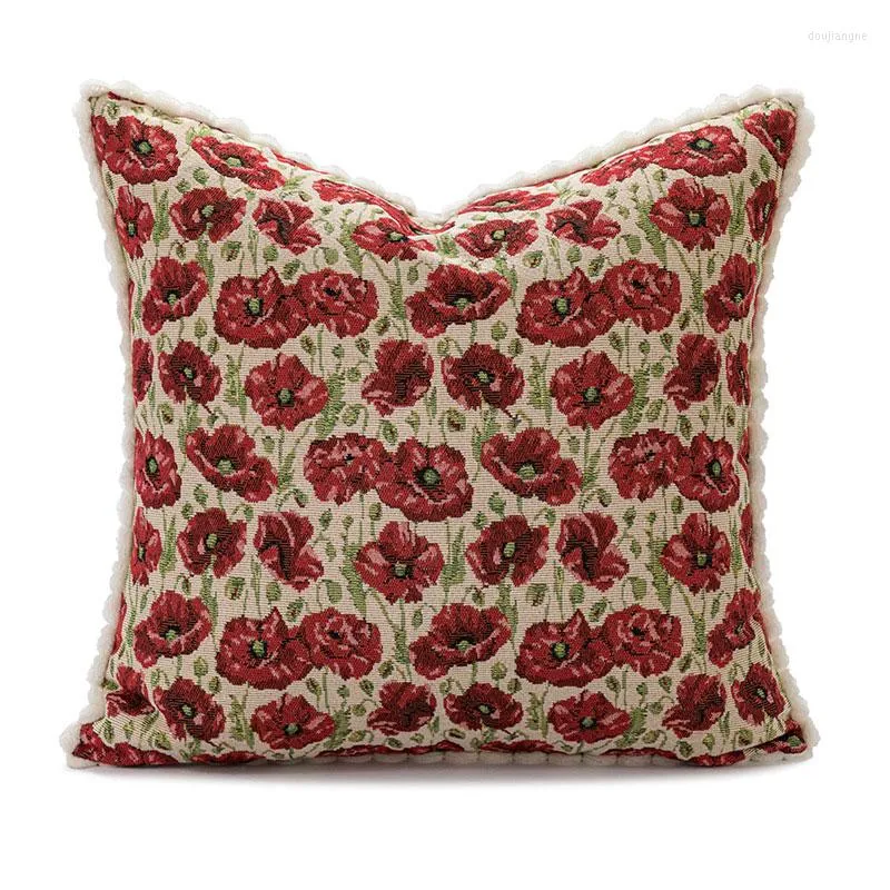 Kuddefodral Jacquard Weave Cover Retro Room Decor 2023 Qaulity Pillow Case Flower Soffa Cushion Fast Free Ship