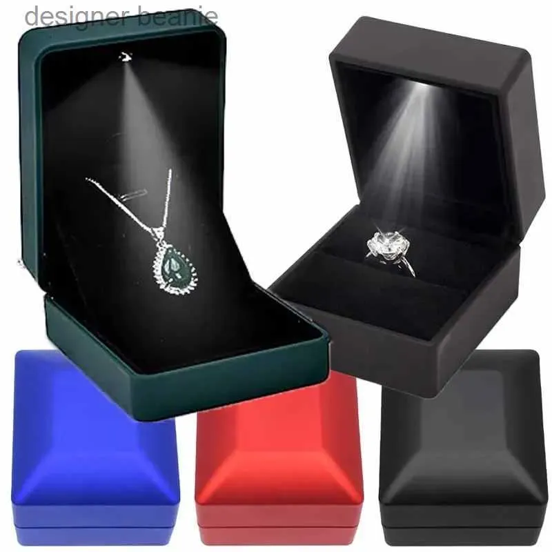 NEW Jewelry Box With LED Light For Engagement Wedding Rings Box Festival  Birthday Jewerly Ring Display Gift Boxes