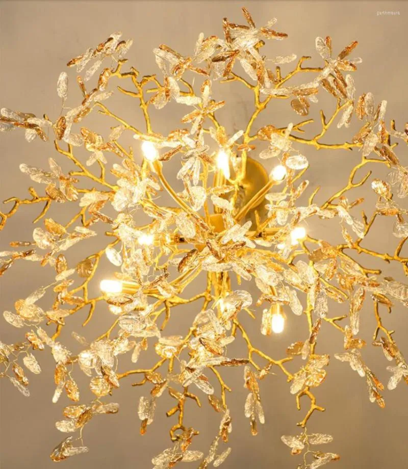 Candeliers lideram a lâmpada pendente Creative Nordic Luxo Moderno Francês Francês Cristal Living Room Villa Bedroom Dining Art Light