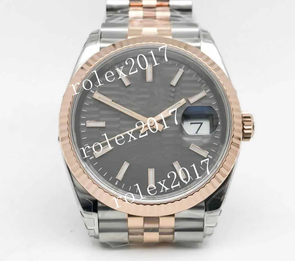 VSFファクトリースーパーメンズラグジュアリー3285トーン付きグレーパターンダイヤル18Kローズゴールドメッキソリッドステンレス鋼904Lオートマチック36mm腕時計