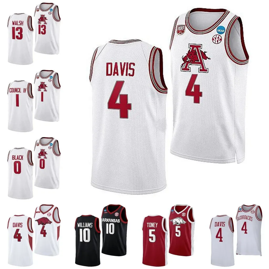 0 Anthony Black Jersey NCAA 2023 Maglia da basket Arkansas Ricky Council IV Bobby Portis Joe Johnson Trevon Brazile Jalen Graham Joseph Pinion Smith Maglie