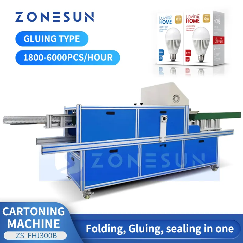 Zonesun Gruing de carteira automática e máquina de boxe dobrável e embalagem de retalho inferior zs-fhj300b