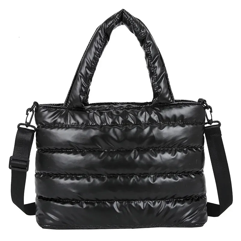 Sacos de noite Mulheres Bolsas de Inverno Espaço Móvel Brilhante Feminino Down Bags Algodão-Acolchoado Jaqueta Ombro Bolsa Itens Sacos de Natal 231121