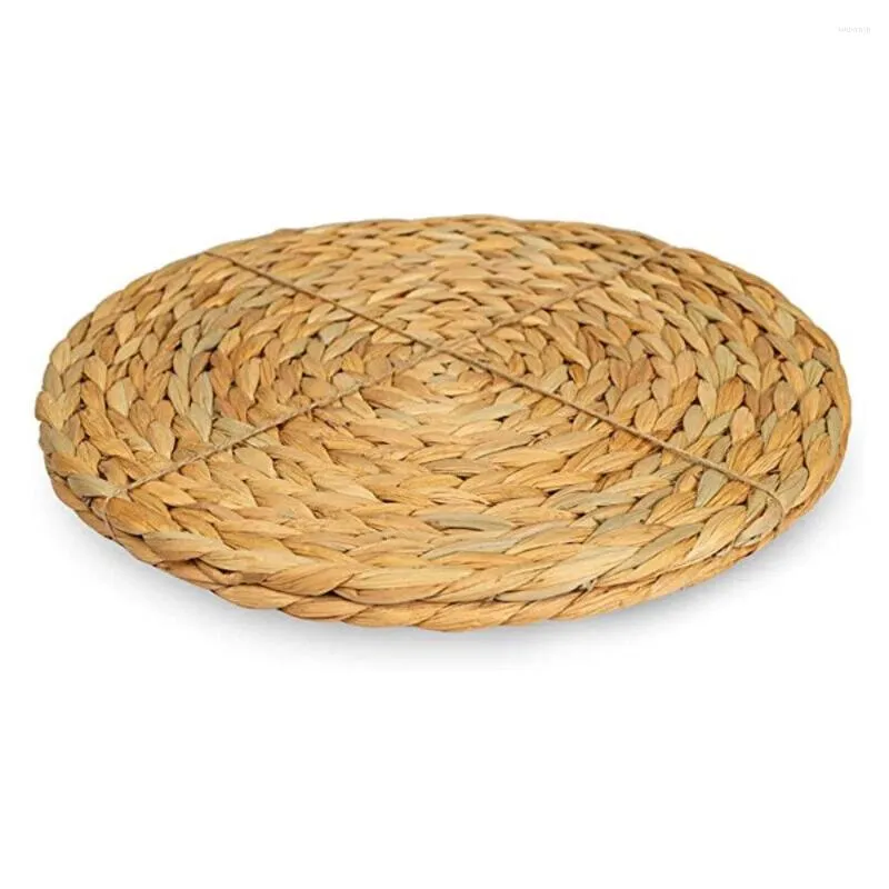 Table Mats Natual Straw Weave Rattan Round Placemats Cups Mat Dining Home Decor