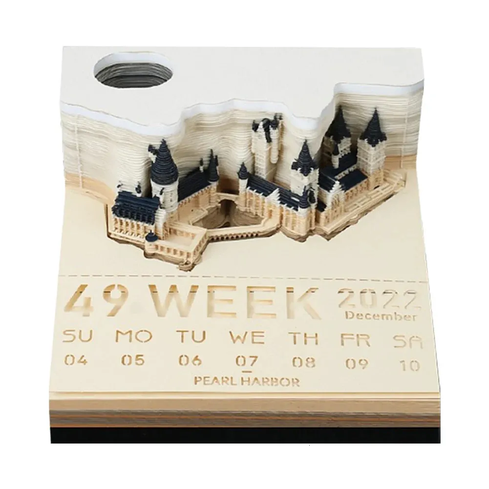 Omoshiroi Bloc 3d Art Bloc-notes 3d Calendrier 2024 Arbre Maison