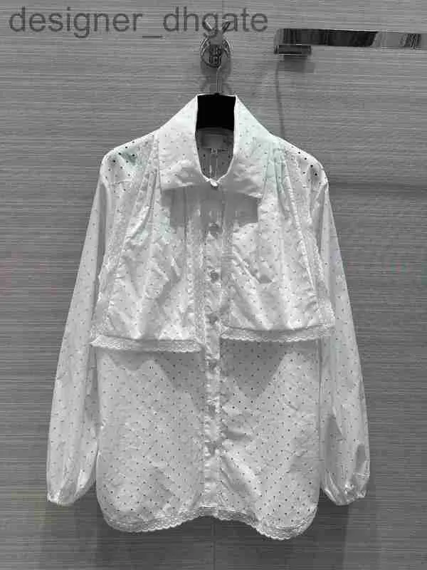 Kvinnor Bluses Shirts DesignerMilan Runway Shirts 2023 NYTT SURE SOMMEL LAPEL NECK Lång ärmtryck Designer BLOUSES Märke samma stil Kvinnor 0326-5 PAYJ