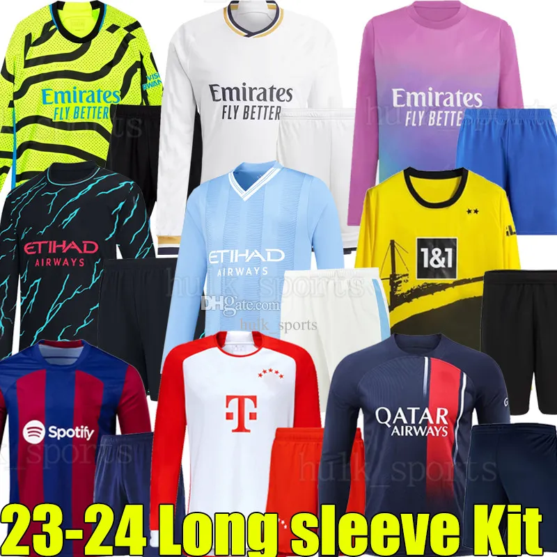 23/24 Long Sleeves kit Soccer Jerseys Set CFC Gunners G.JESUS ENZO NKUNKU RICE BELLINGHAM DARWIN GAKPO KANE 2023 2024 Men Adult Kits