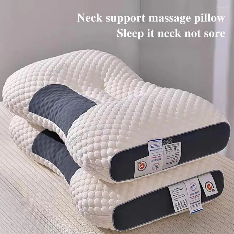 Kissen 3D-Spa-Massage-Trennwand zum Schlafen und zum Schutz des Nackens, gestrickte Baumwollbettwäsche, 1 Stk
