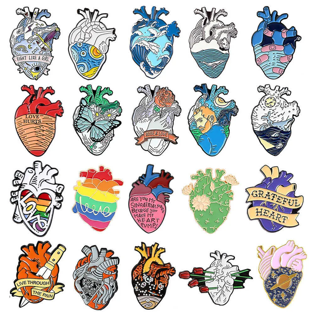 Broches broches coeur broche crâne broche arc-en-ciel protection coeur coeur coeur brisé les accessoires coeur accessoires sac à dos badge broche épingles de revers z0421