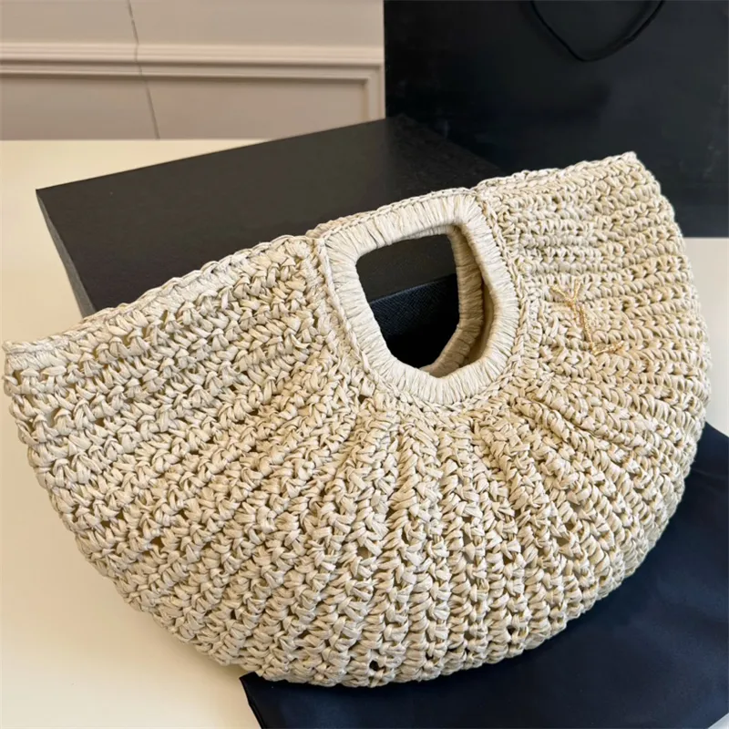 Hot Designer Straw Woven Handbag Summer Fashion Beach Bag For Women Tote Clutch Hobo Shoulder Bags 35cm By 32cm Luxury Bag