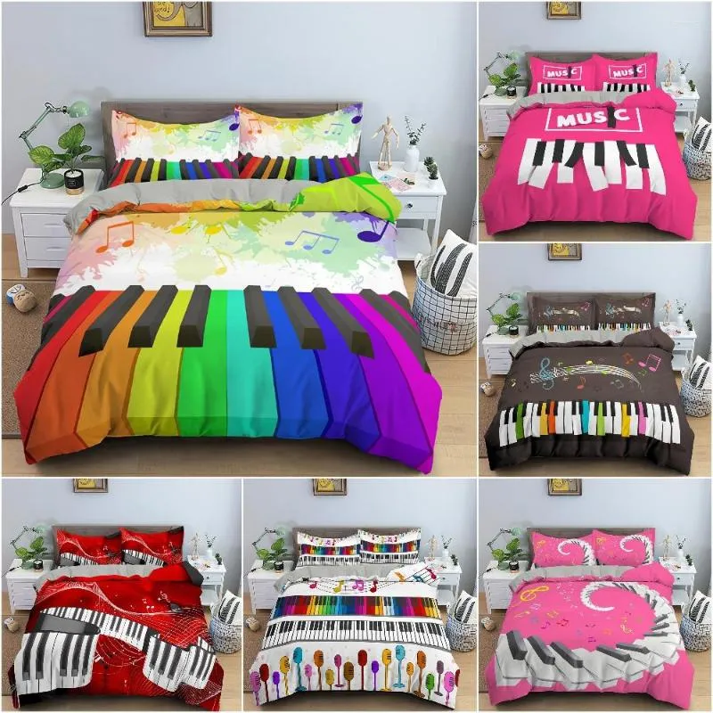 Bedding Sets Music Pattern Set Piano Key Duvet Cover Luxury King Full Quilt For Bedroom With Pillowcase Bedclothes 2/3PCS