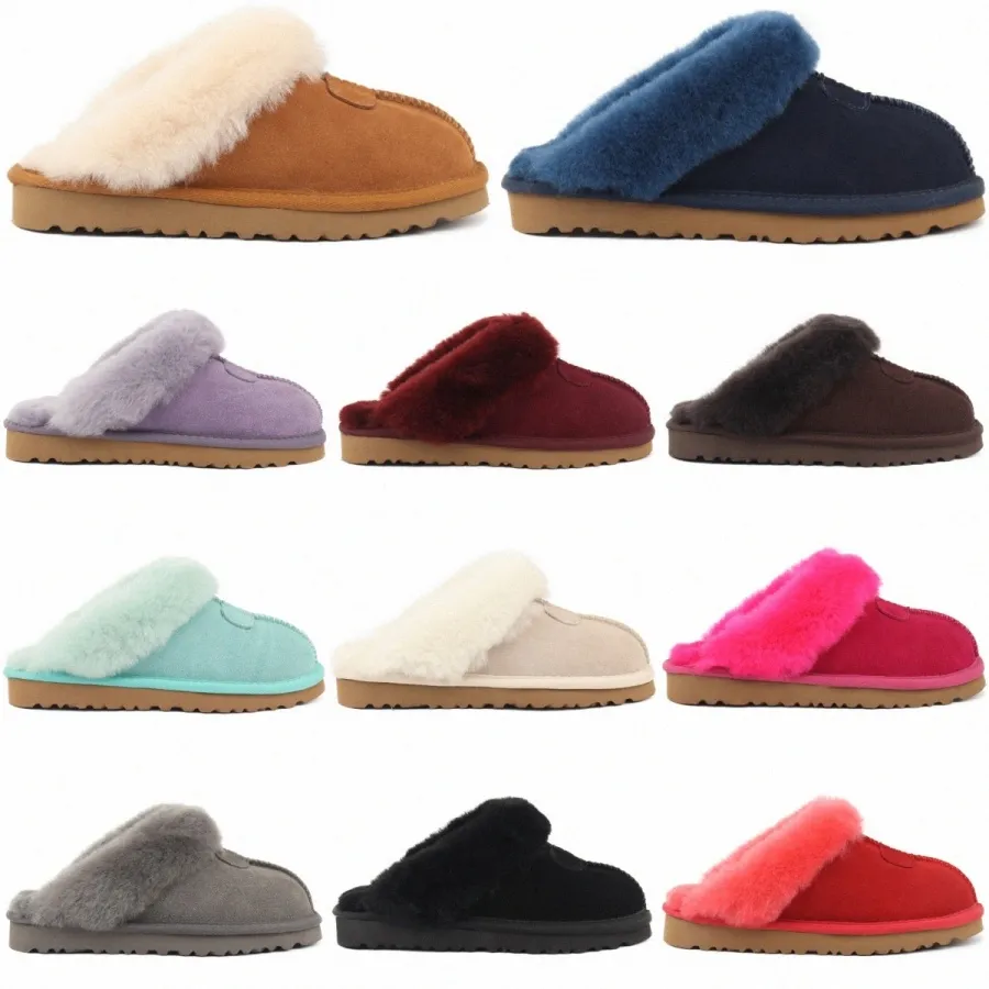 Kids Fluff Fuzz Slide Slippers ugglies Designer Australian Toddler Children Winter Snow Half Slipper Australie Classic Youth Boys GirlsAsJu#