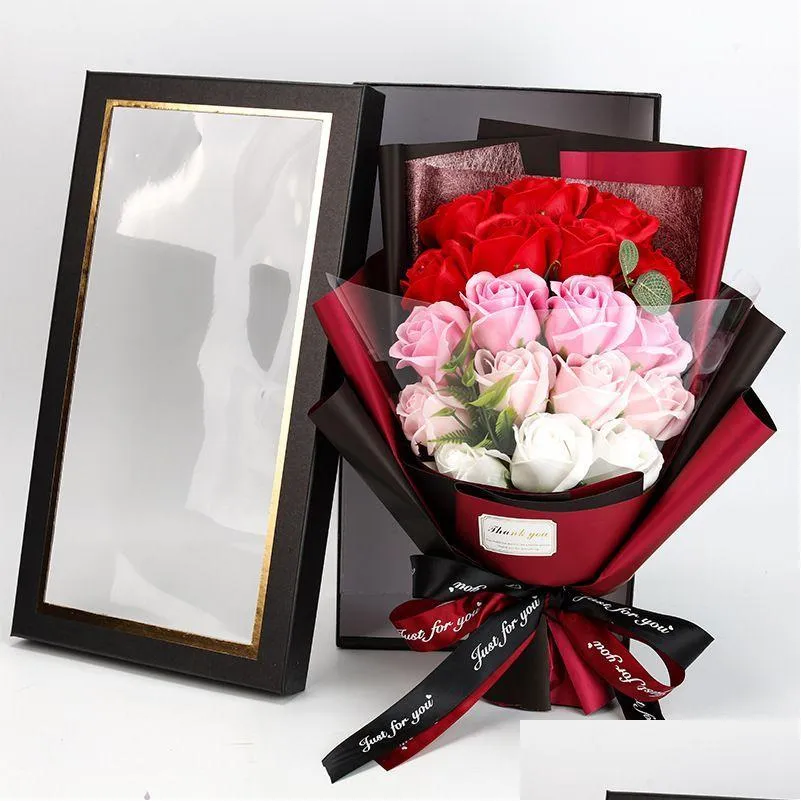 Ghirlande di fiori decorativi Decorazione fatta a mano Fiori artificiali adorabili di mazzi 18 pezzi Rose di sapone Matrimonio Sposa Compleanno Madri Dhome