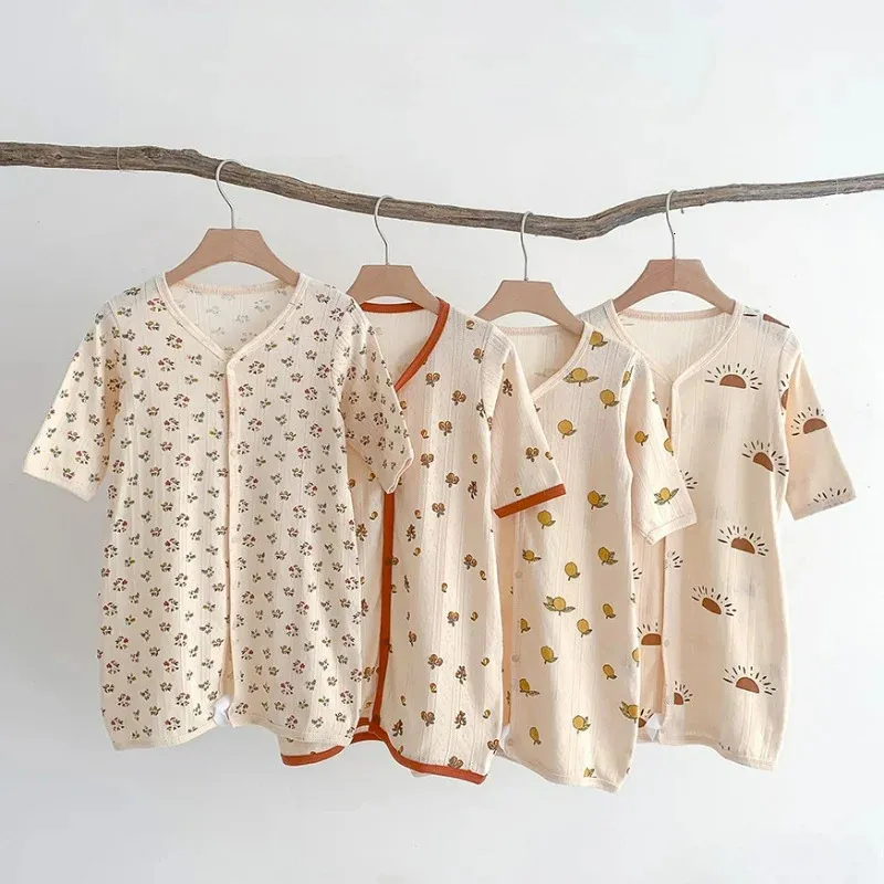 Pękama Summer Cienka Baby Pajama Miękki pół rękawie ubrania dla dzieci dziecięce bawełniana bawełna dzieci rompers 231120