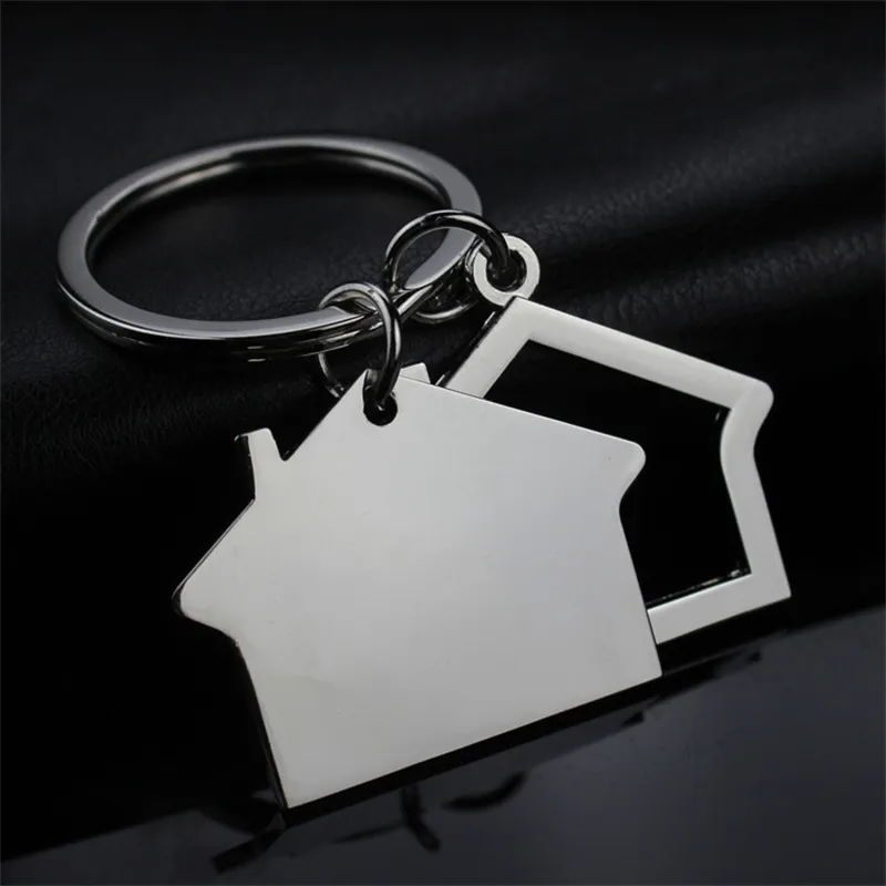 Metal House Key Sain Simple House Car Cey Chain Custom Logo Creative Gift