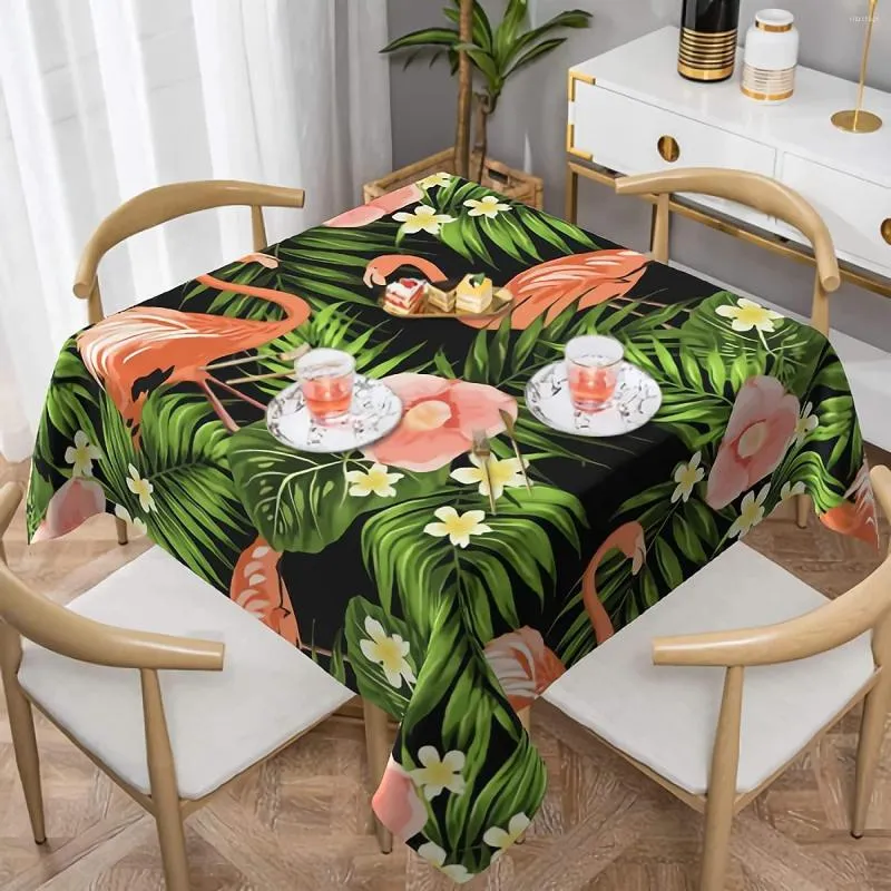 Tafelkleed flamingo palmblad vierkante tafelkleed zomer tropische bloemen wasbaar polyester deksel voor vakantiediner feest