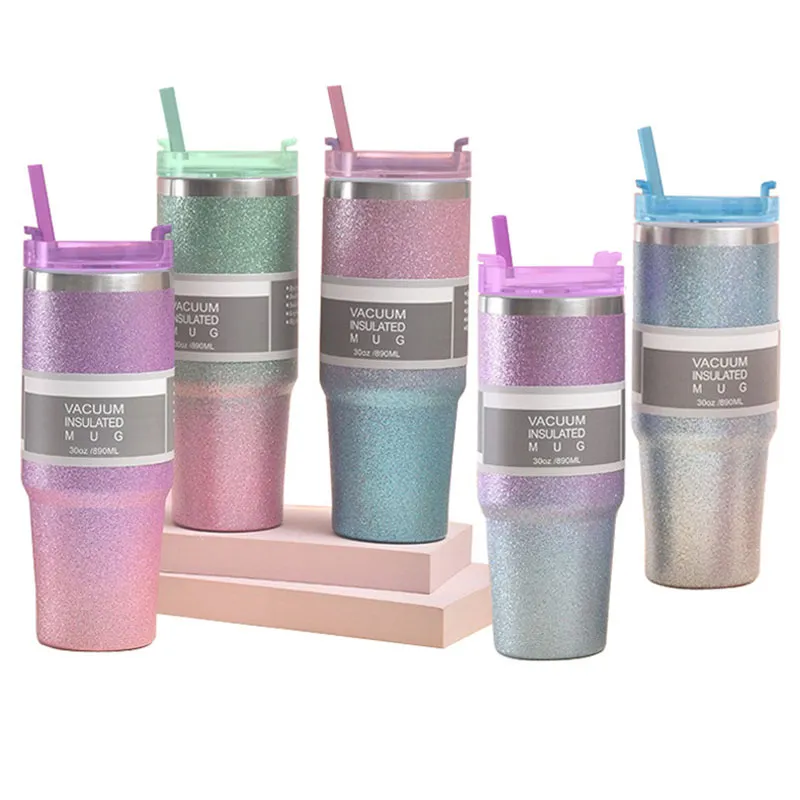 20oz reismokken vacuüm geïsoleerde roestvrij staal 30 oz tumbler Cups met deksels en rietjes