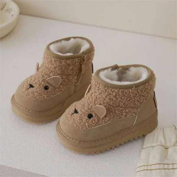 Botas de nieve para niños, zapatos de invierno de suela blanda a la moda para niños y niñas, además de zapatos cálidos de algodón acolchados de terciopelo