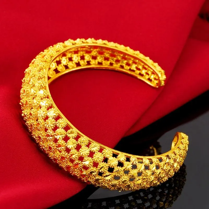 Bangle Mesh Żółte złoto wypełnione solidną bransoletką przyjęcie weselne Prezent BangleBangle