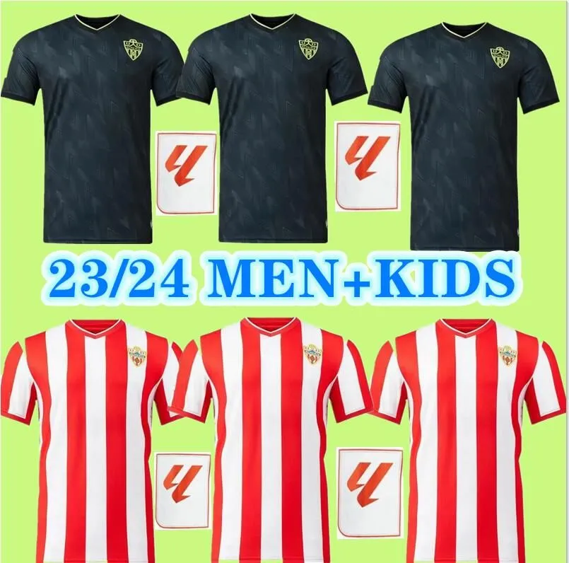 2023 2024 UD ALMERIA Camisas de futebol SADIQ DYEGO SOUSA Home Away 23 24 SAMU Maillots De Foot AKIEME JUAN VILLAR Almeria Camisa de futebol Homens Kit infantil