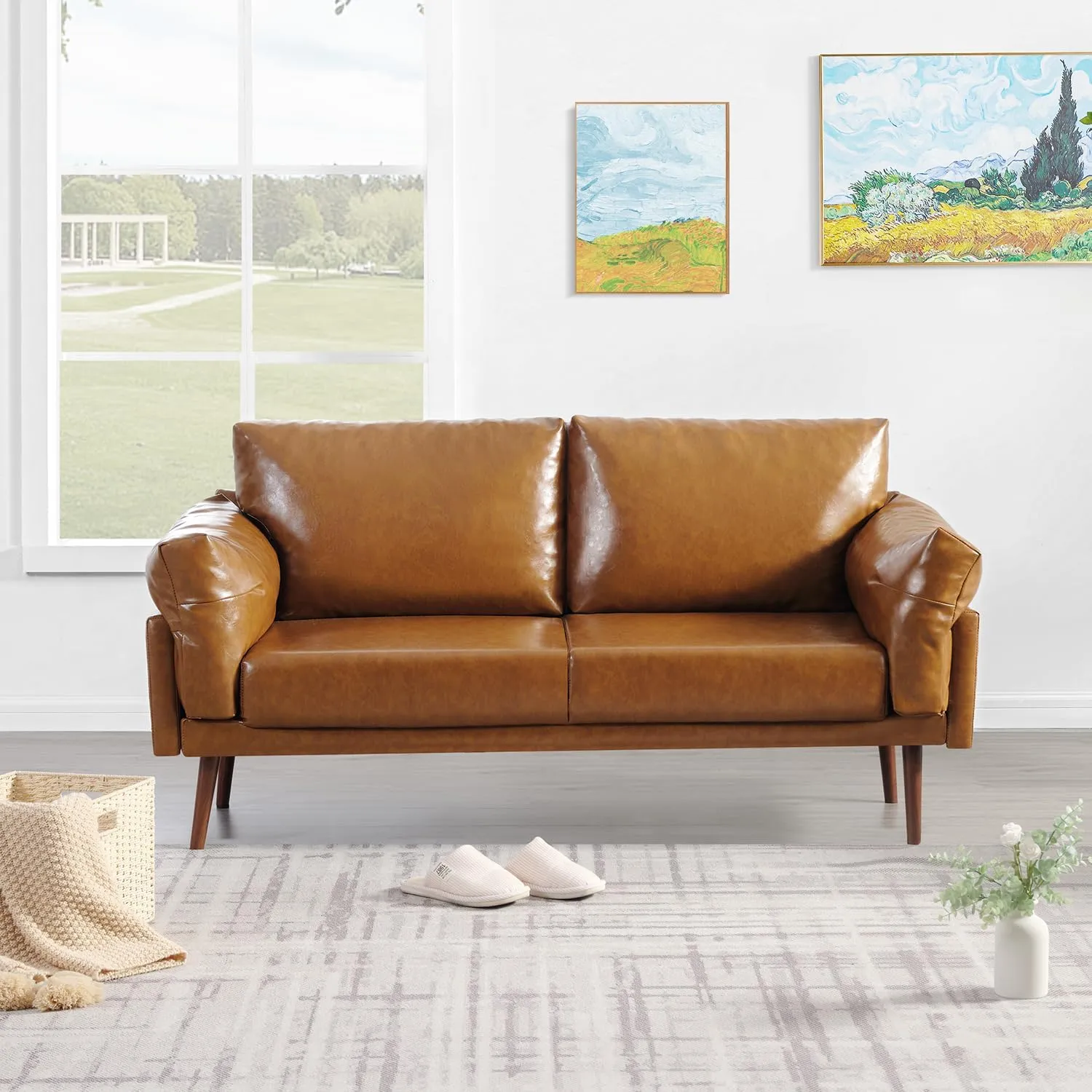 Vonanda Flora Faux Leather Sofa With