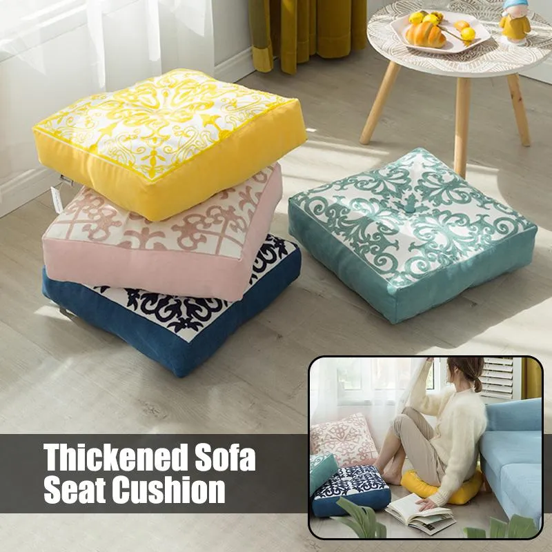 Oreiller/décoratif toile de coton brodé chaise maison Tatami Futon 40 cm carré épais décor canapé sol canapé siège Cus