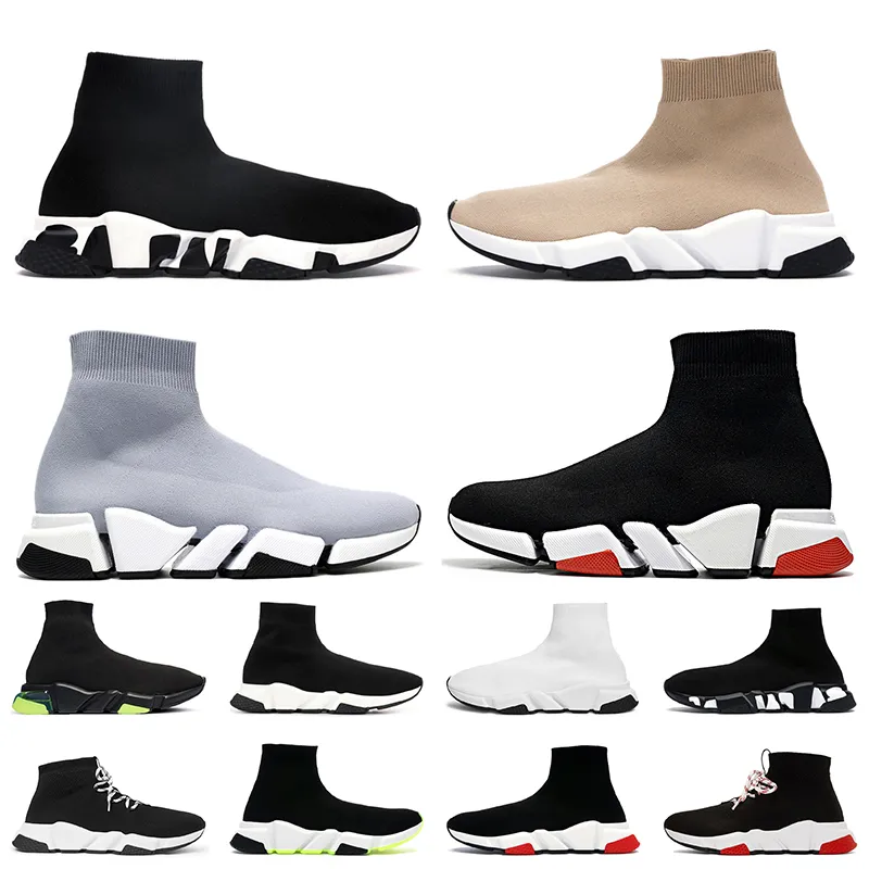 Designerstrumpa Skor Dam Herr Fritidsstickade Sockor Sneakers Plattform Trippel Svart Vit Röd Grå Beige Speed Trainer Mode Utomhus Lyx Sports Sneakers Storlek 36-45