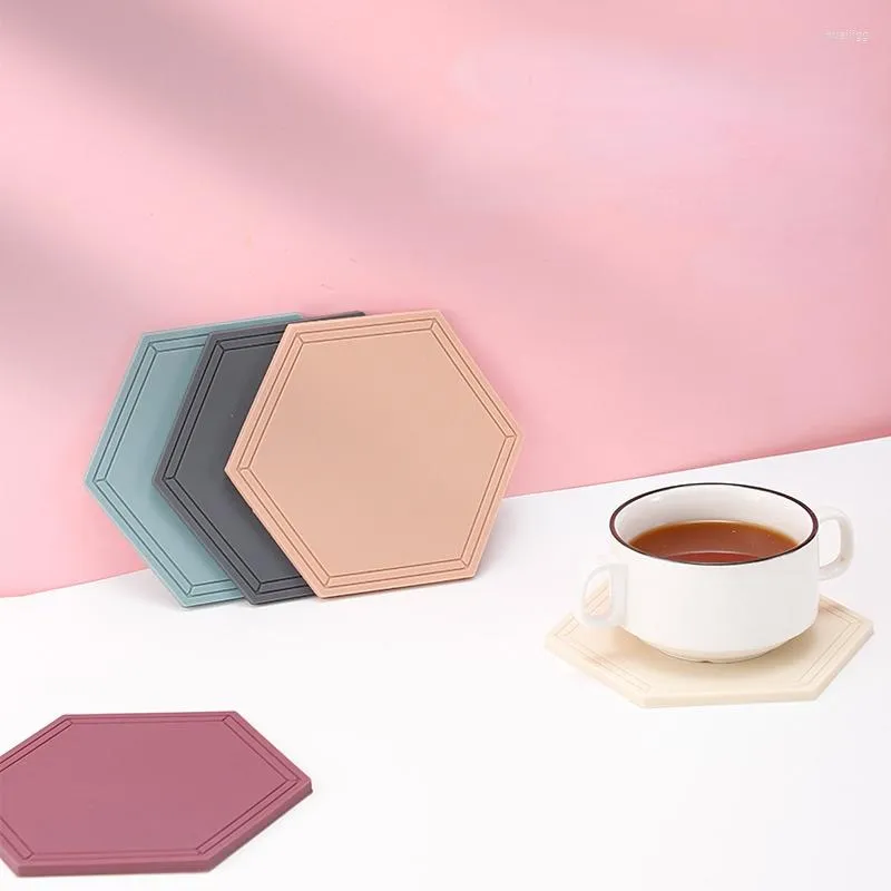 Tapetes de mesa Silicone Isolle Plate Plato de mesa de mesa de tabela Mat Bot Pad isolada Bowl Placemat Cup Hexagon