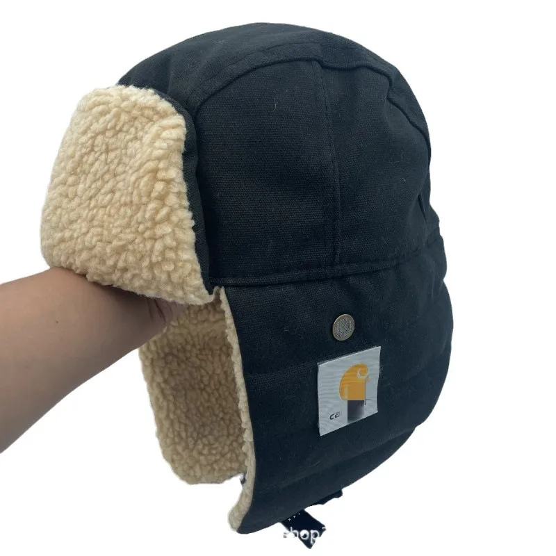 Designer Men s Trapper Hats Foldable Cotton Fleece Aviator Cap for Skiing Biking Winter Warmth