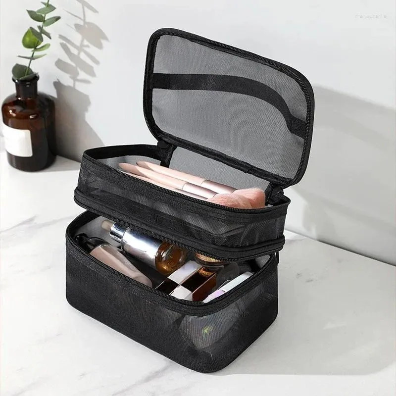 Kosmetiktaschen S Luxuriöse klare Make-up-Tasche Mesh-Frauen-Organizer Transparente Reisewasch-Beauty-Case-Kulturset