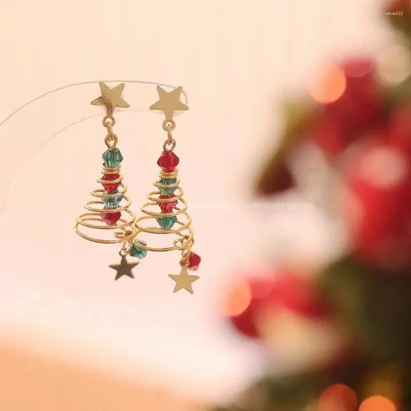 Серьги-гвоздики, пара рождественских елок, женское серебро 925 пробы, игла, маленький дизайн, чувство старшего