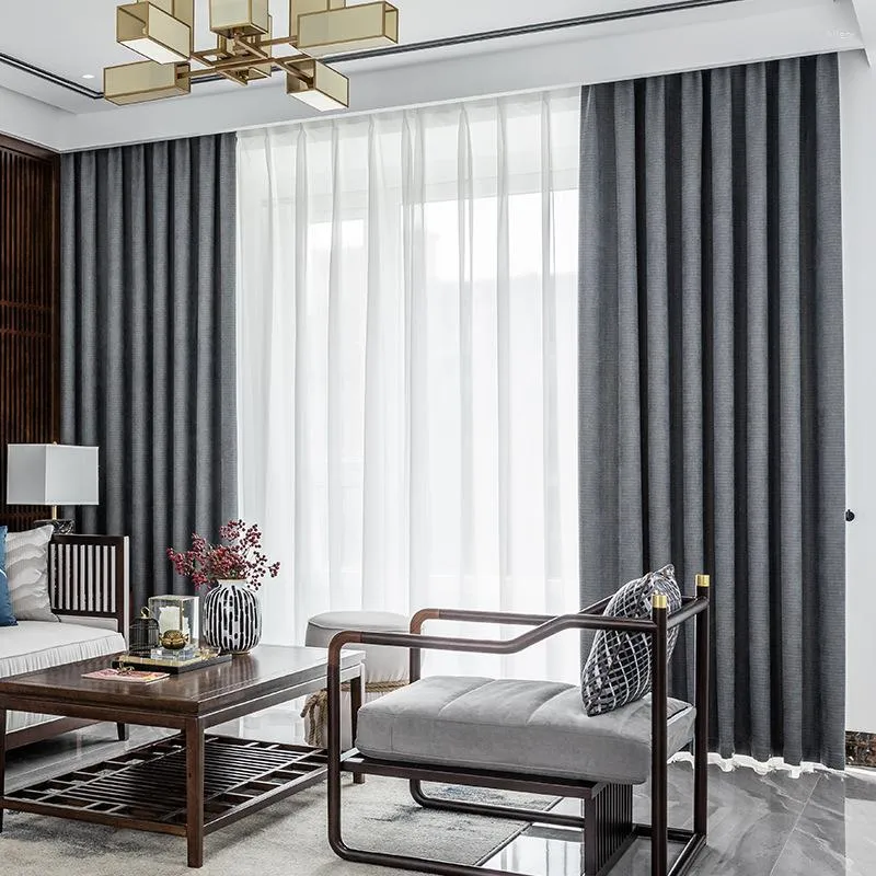 Vorhang 2023 Chenille Reine Farbe Verdunkelungsvorhänge Kundenspezifischer chinesischer leichter Luxus für Wohnzimmer, Esszimmer, Schlafzimmer
