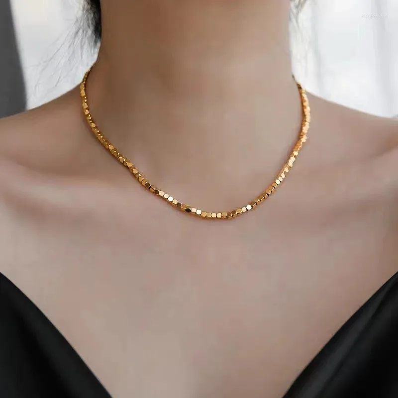 Chains Titanium Steel Plated 18k Gold Broken Silver Sugar Necklace Female Light Luxury Niche Design Sense Clavicle Chain