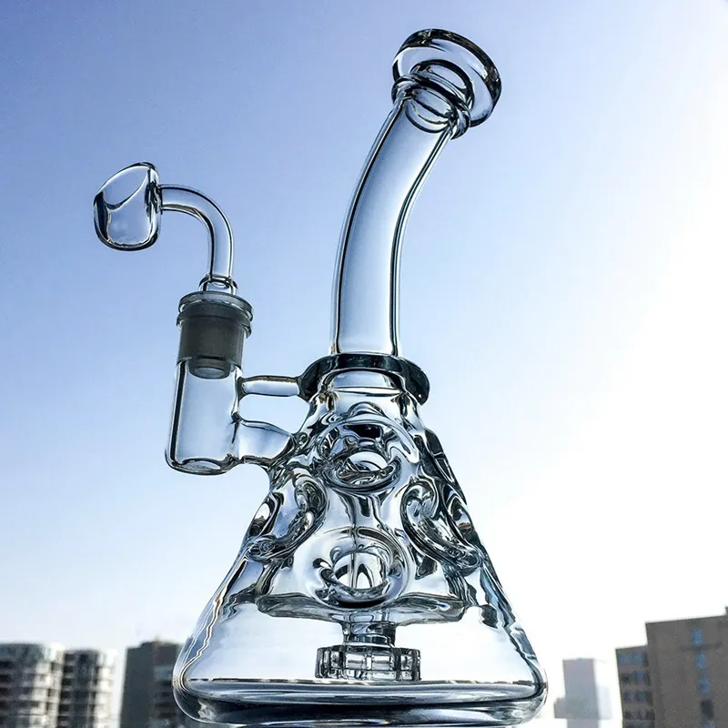 Beaker Hookahs Smoking Accessories Dab Rig Colorful Thick Glass Bongs Swiss Perc Showehead Recycler 14mm Bong With Bowl Quartz Banger MFE09