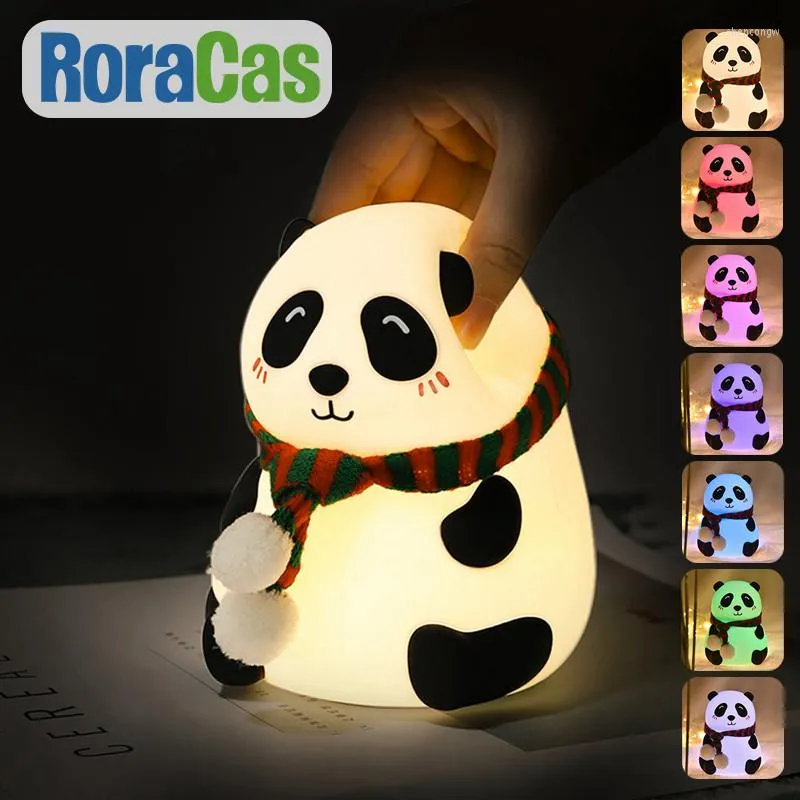 Nachtlichten USB LED LICHT Oplaadbare Panda Lamp Room Decoratie Desceratie Bureau Veiligheid Silicone Baby Slaapkamer Leuke cadeau voor kinderen