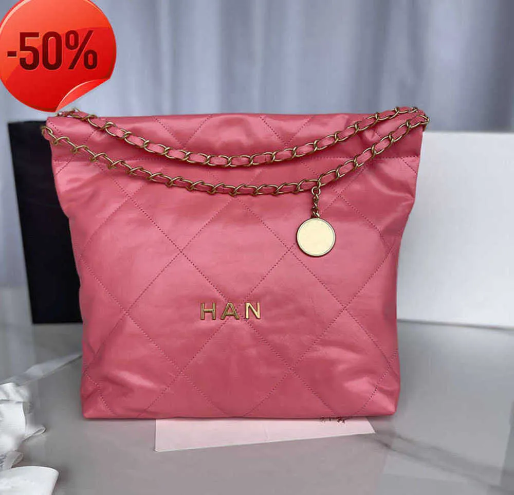 Evening Bags Shoulders 10A Mirror Quality 22 Shopping Chain Calfskin Real Leather Large Capacity Hardware Matelasse Handbags With PouchE