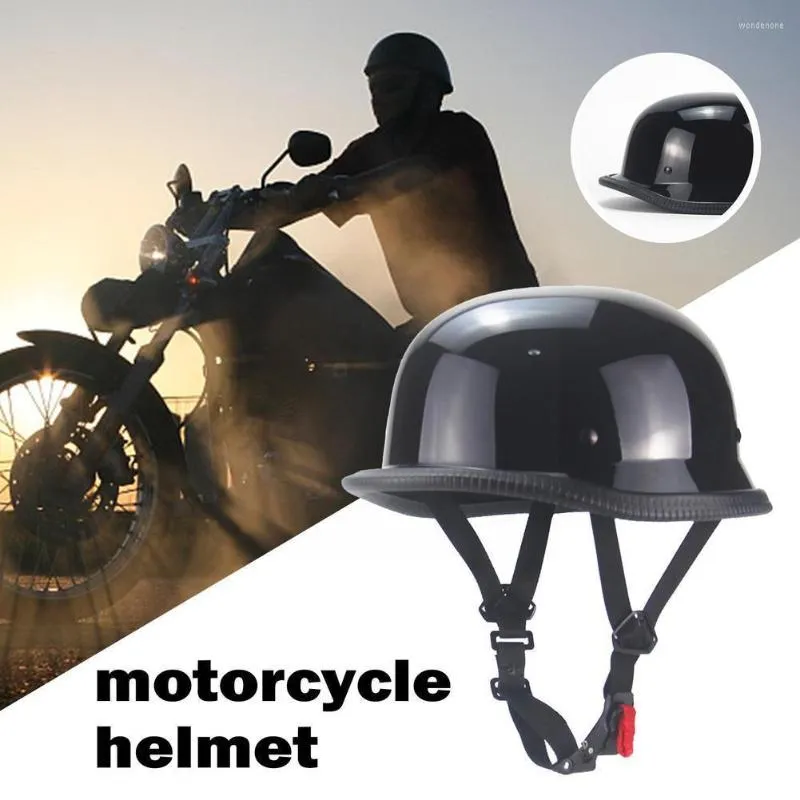 Casques de moto 1X M/L/XL/XXL casque de croiseur Vintage moitié allemand style de voiture goutte visage noir brillant H K9W0