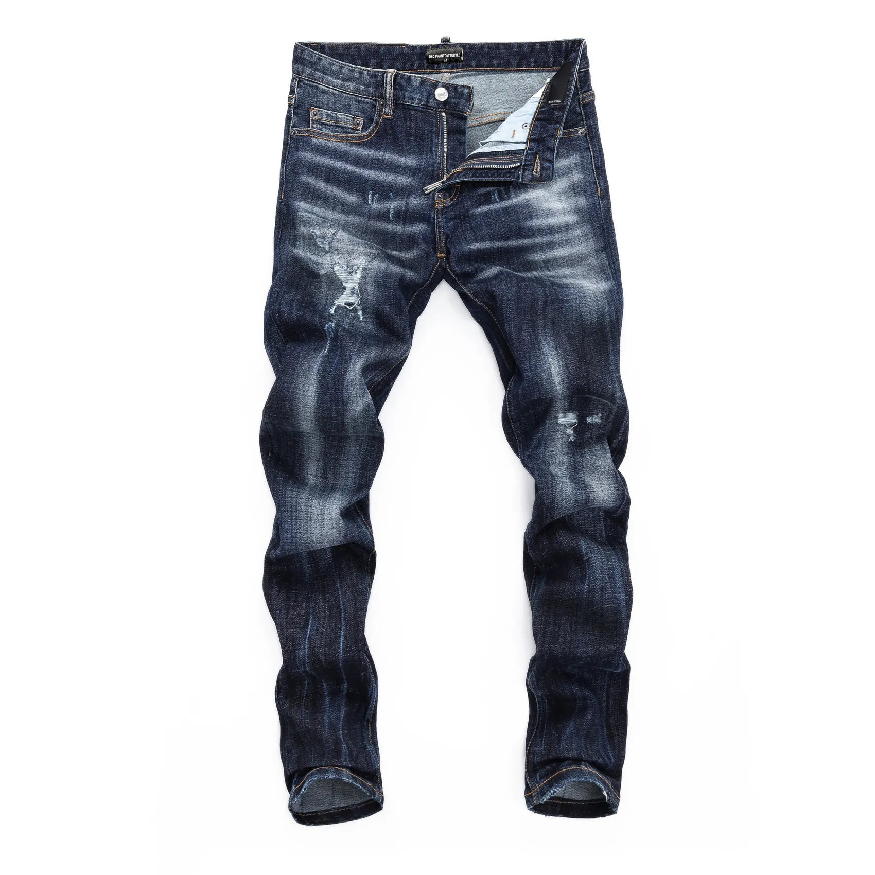 DSQ Phantom Turtle Men 's Jeans Mens 이탈리아 디자이너 청바지 스키니 찢어진 멋진 사람 인과 구멍 데님 패션 브랜드 피팅 청바지를 씻는 바지 65311