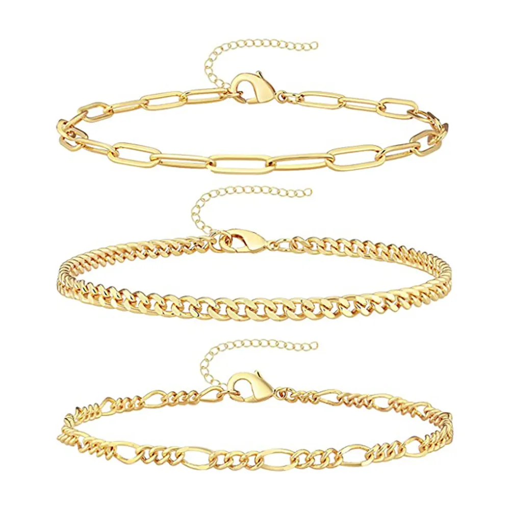 Style italien serpent Figaro cubain trombone lien chaîne Hip Hop bijoux en vrac 18k plaqué or hommes femmes empilable chaîne Bracelets