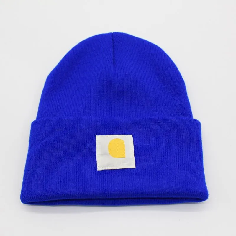 Hommes Hiver Beanie Marque Bonnets Chauds Américain Double-Couche Plié Tricot Femmes Chapeau De Laine