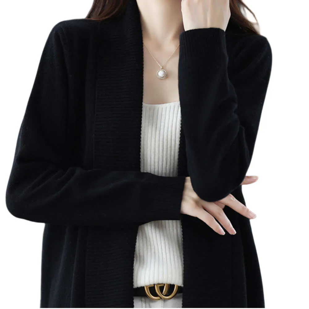 Women's shirt mivmiv designer fashion top brand Foreign style lazy style new style shawl cardigan collar less jacket loose cape knitted cardigan sweater cover up
