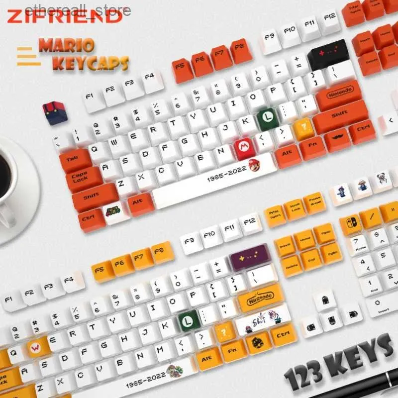 Tastaturen Cartoon Keycaps 123 Tasten für DIY mechanische Tastatur OEM PBT Key Caps Set Gelb Rot Spiel PC Gaming Kit Keycups Gamer 60% 65% Q231121