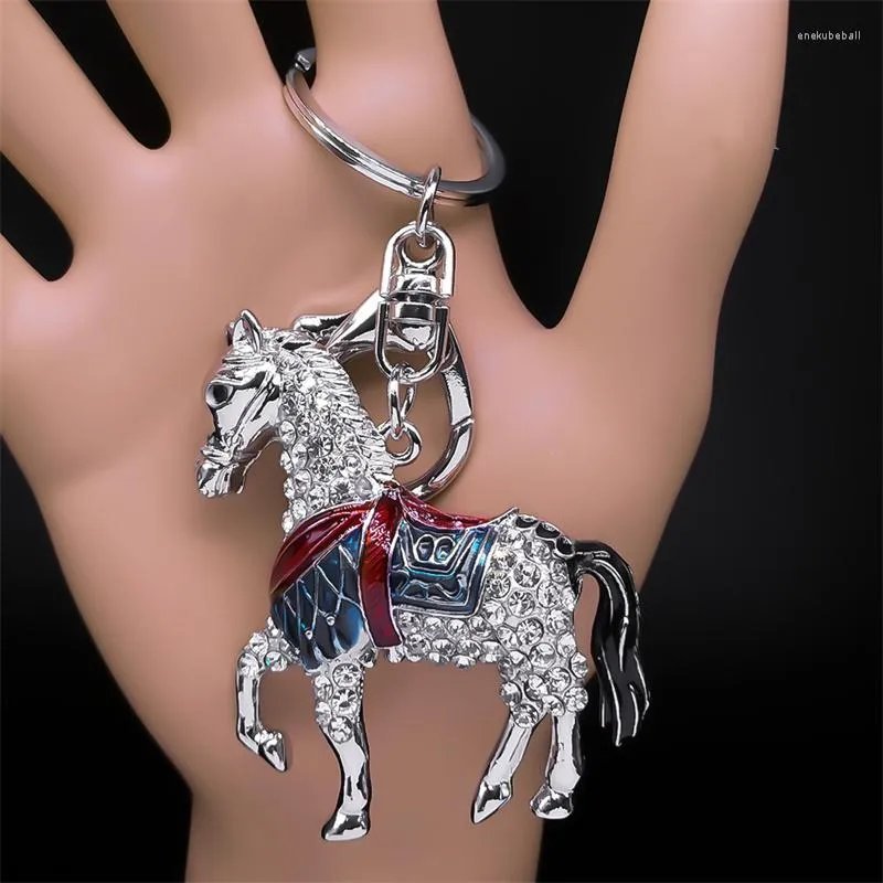 Schlüsselanhänger Tier Pferd Strass Schlüsselanhänger Metall Auto Geldbörse Handtasche Schlüsselanhänger Halter Kreative Charms Dekorationen Geschenk Zubehör Schmuck