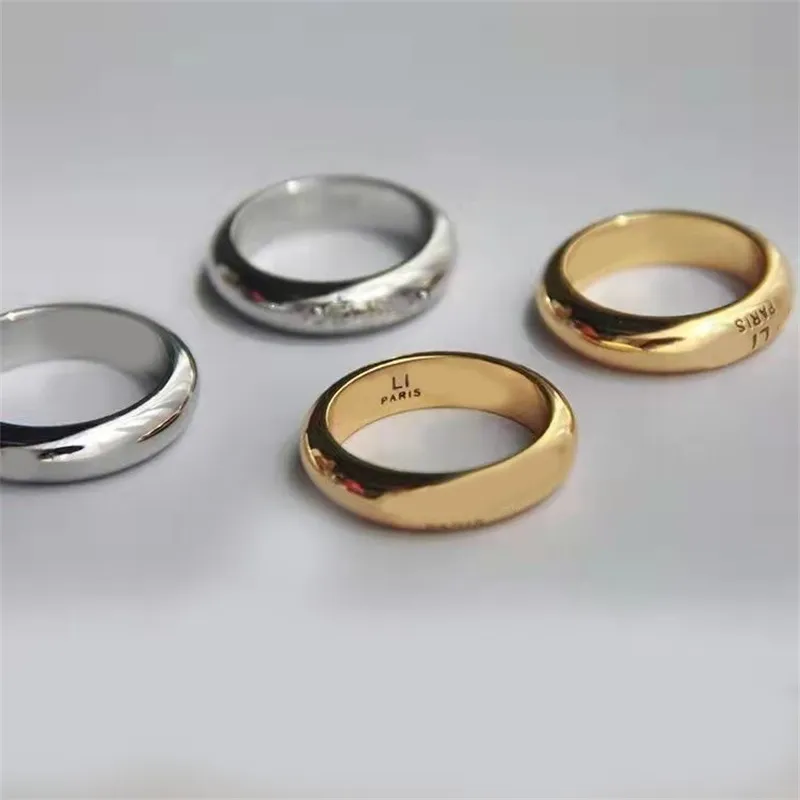 T GG Buchstaben Designer Ringe für Frauen Verlobungsring Größe 10 vergoldetes Silber golden rund glatt einfarbig Bague Mode Männer versprechen Luxus Ring Paar ZB054 F23