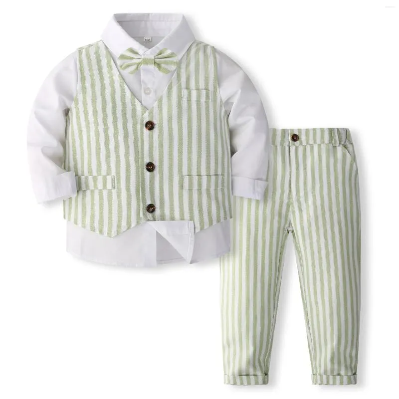 Conjuntos de roupas Kids Outfit Formal Boy's 3-Peça Terno Conjunto Vestido Camisa Colete Calças Fit Classic Tuxedo Criança Dresswear Portador de Anel de Casamento